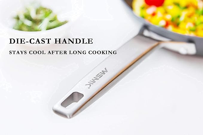 MsMk 8 Inch Small Nonstick Frying pan, Grey Egg Omelet Skillet | Non Toxic, Even Heating, Easy Clean, Dishwasher & Oven Safe, suitable for gas & electric & induction stoves, PFOA & PFAS Free