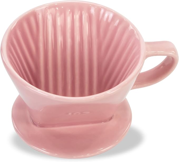 Pour Over Ceramic, Coffee Dripper Ceramic Coffee Maker,Pink | 3 Holes Flat Bottom, Porcelain Slow Filter Cone for Travel, Camping, Office, Home, Coffee Maker Brew