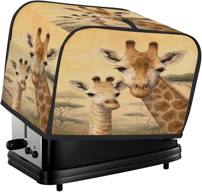 2 Slice Toaster Cover Giraffe Animal Cute Toaster Covers Two Slice Wide Slot Waterproof and Dustproof Covers for Wide Slot Toasters and Small Appliances Kitchen Decor Gifts