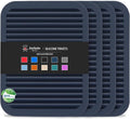 4 Pack Square Silicone Trivets | Hot Pads for Kitchen, Hot Pots and Pans, Hot Dishes, Countertops, Heat Resistance to 480°F, Navy