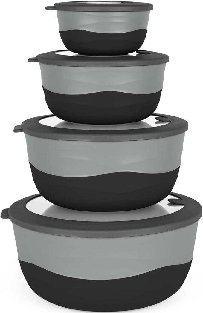 Pera Mixing Bowls with Lids, 8-Piece Airtight Leak-Proof Nesting BPA-Free Prep Bowl Set for Kitchen & Food Storage, Large 4200ml Capacity, Microwave & Dishwasher Safe