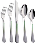 20-Pieces Color Silverware Sets for 4,Green and gray Handle Stainless Steel Cutlery Set, Include Forks Spoons and Knives Set, Dishwasher Safe Utensil Sets for Home Restaurant