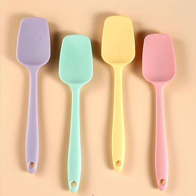 4 PCS,7.8Inch Silicone Spatulas Rubber Spatula Small Spatula Baking Mini Spatula Mixing Tool for Nonstick Cookware (4 colors)