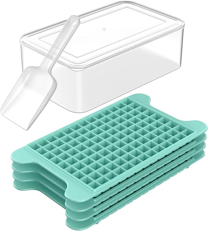 Mini Ice Cube Tray for Freezer: FDDBI Small Ice Trays for Freezer with Bin - 117×4PCS Easy Release Nugget Ice Tray - Crushed Ice Tray with Container