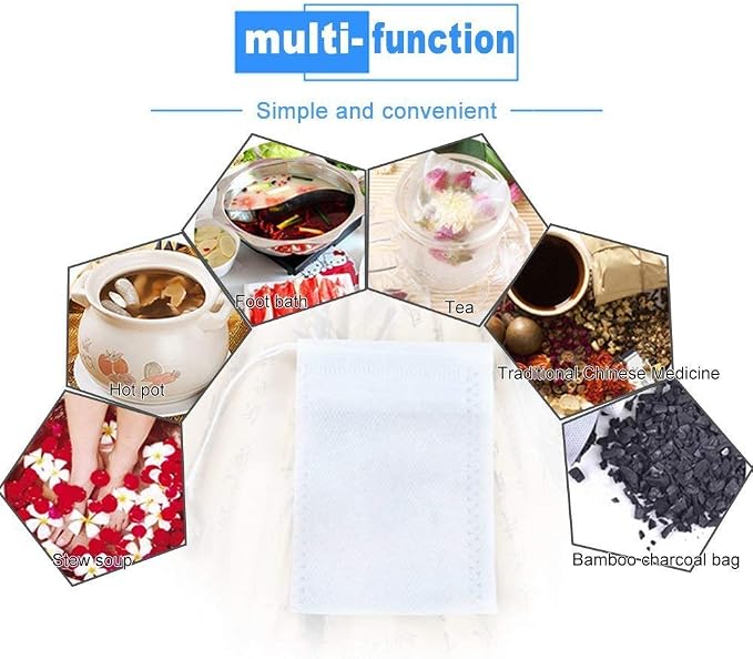 Tea Bags Disposable Tea Filter Bags Tea infusers Empty | Muslin Drawstring Seal Filter Drawstring Herb Loose Tea Bag 400 Pack (400, 2.76" x 1.97")