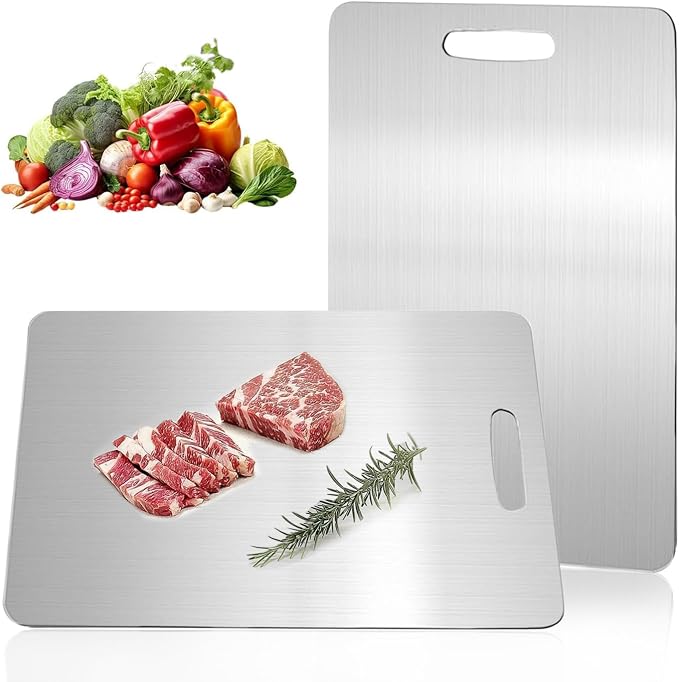 Katori Titanium Cutting Board,100% Pure Titanium Cutting Boards for Kitchen Non Toxic,Double Sided Dishwasher Safe Cutting Board for Meat,Fruits and Vegetables,Easy To Clean(1PC-L:15.35 * 11.02)