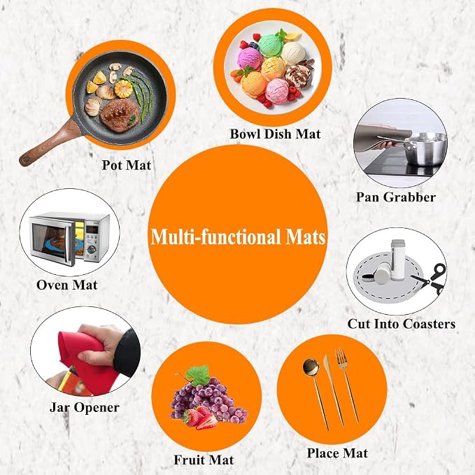 Multi-Purpose Silicone Original Microwave Mat | BPA Free, Food Grade Safe, Heat Resistant to 475°F, Dishwasher Safe - Splatter Guard, Hot Pad, Pot Holder, Minimize Mess,12 Inch (Orange)