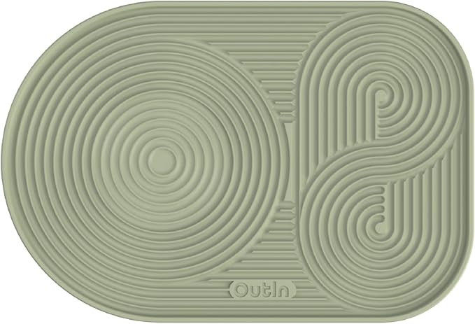 OutIn Silicone Coffee Mat, Foldable & Waterproof | Drip Tray Mat for Espresso Machines and Portable Coffee Makers, 9.8" x 6.7" (Green)