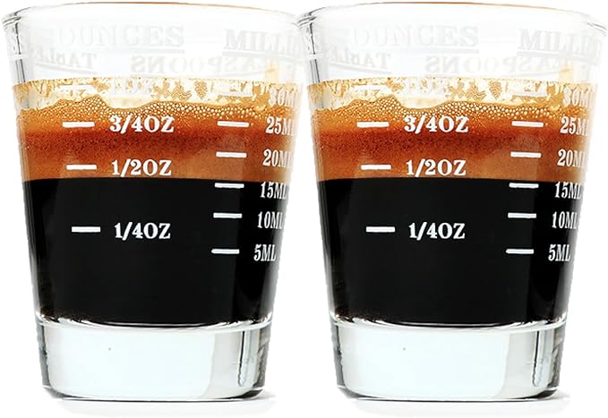 Shot Glass Measuring Cup | Non Fading | Bar Bartender Accessories, Jigger for Bartending | Tablespoon Measuring Spoon (2, White)
