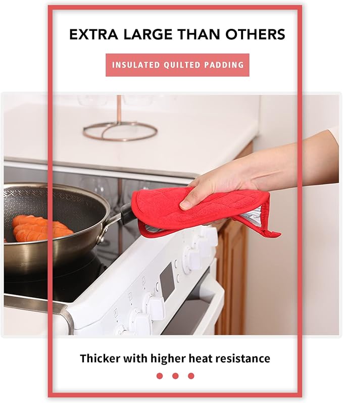 Joyhalo 6 Pack Pot Holders for Kitchen Clearance | Cotton Oven Holder with Great Heat Resistance, Potholders Sets for Kitchen, Countertops, Hot Pots and Pans, Red