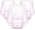 40 Pack Plastic Wine Glasses, 12 Oz Disposable Cocktail Whiskey Glasses | Diamond Stemless Champagne Margarita Glasses, Unbreakable Reusable Plastic Party Cups for Wedding Birthday (Pink)