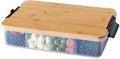 Farberware Snacklebox 11x16 Inch Bamboo Cutting Board Lid with 11-Compartment PP Snack Box, Locking Handles for Travel - Charcuterie Board with Lid for Picnics, Road Trips, and Outdoor Entertaining