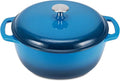 Amazon Basics Enameled Cast Iron Dutch Oven Pot with Lid, Round, Dual Handles, Heavy-Duty, Oven Safe for Stews, Roasting, Baking, 7.3-Quart, Blue