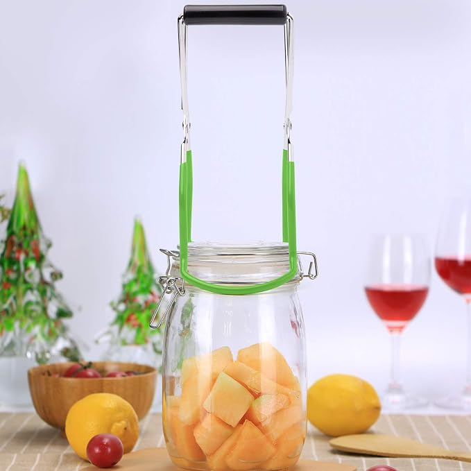 Canning Jar Lifter Tongs, Canning Supplies | Stainless Steel Jar Lifter with Grip Handle for Home Kitchen, Green