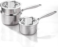 DELARLO Tri-Ply Stainless Steel Saucepan 1QT 2QT Kitchen Pot Set | Full-body Clad Cooking Set, Induction Cooking Sauce Pot Pan, Fast Even Heat, Heavy Duty Saucier Cookware