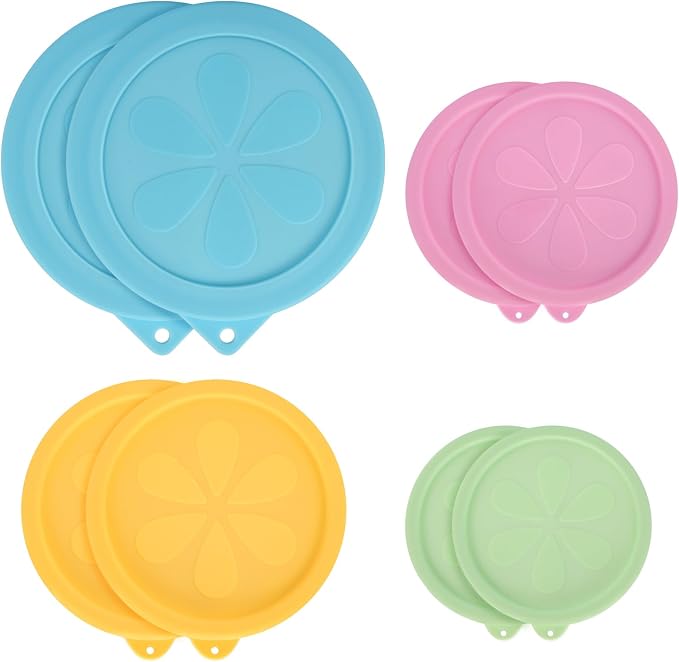 8 Pack Silicone Replacement Lids for Pyrex Food Storage Containers, 2x 7202-PC 1 Cup, 2x 7200-PC 2 Cup, 2x 7201-PC 4 Cup, 2x 7402-PC 6/7 Cup, BPA-Free 4 Size