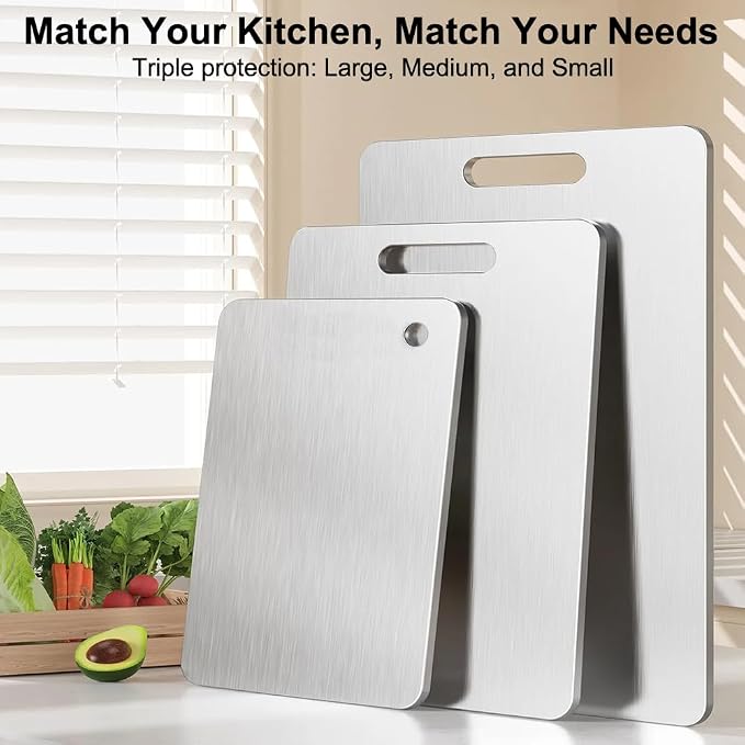 Titanium Cutting Board for Kitchen, Metal Non Stick Chopping Board | Upgrade Double Sided Food-Grade Titanium Board for Meat Cheese Vegetable 13.4*9 Inch