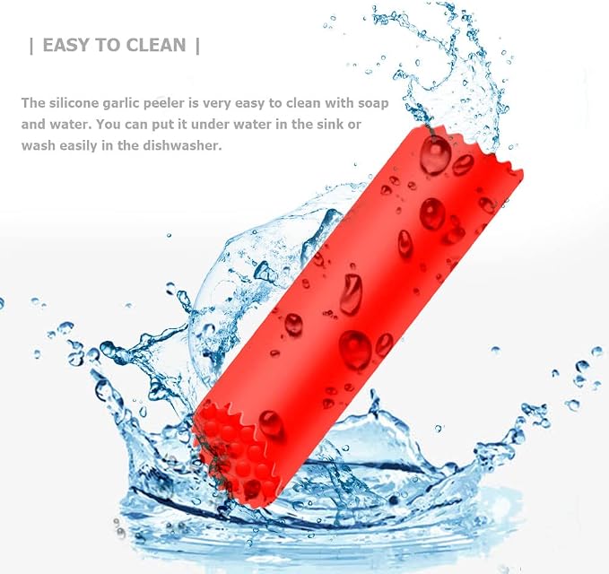 Garlic Peeler Silicone Garlic Skin Remover Roller Garlic Tube Rollers Skin Remover, Garlic Roller Peeling Tube Tool for Useful Kitchen Tools (Red)
