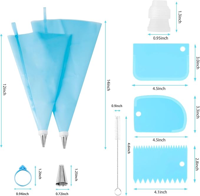 Piping Bags and Tips Set, Reusable Cake Decorating Kit | Beginner-Friendly for Home Bakers Using Icing Bags and Tips to Frost Cakes, Cupcakes, Cookies, Pastries and Desserts at Home