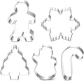 Christmas Cookie Cutter Set - 5 Piece Holiday Cookies Molds - Snowman, Christmas Tree, Gingerbread Man, Candy Cane, Snowflake