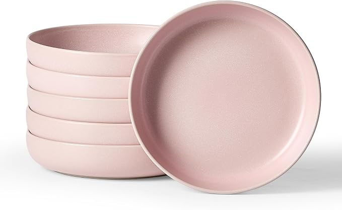 famiware Milkyway 33 oz Pasta Bowls Set of 6, Light Pink | Double Reactive Glaze, Scratch-Resistant Stoneware Salad Bowls, Stackable, Dishwasher & Microwave Safe, Lead-Free