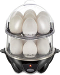 Hamilton Beach 3-in-1 Electric Hard Boiled Egg Cooker | Soft, Medium Or Hard Boiled Eggs | Egg Poacher | Omelet Maker |Vegetable Steamer | Holds 14 Eggs | Black | 25508G