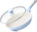 SENSARTE 8Inch Nonstick Ceramic Frying Pan with Lid, PFAS/PTFE Free, Blue | Ceramic Omelette Pan Skillet, Healthy Non-toxic Chef's Pan, Induction Compatible Pan, Heat Resistant Handle