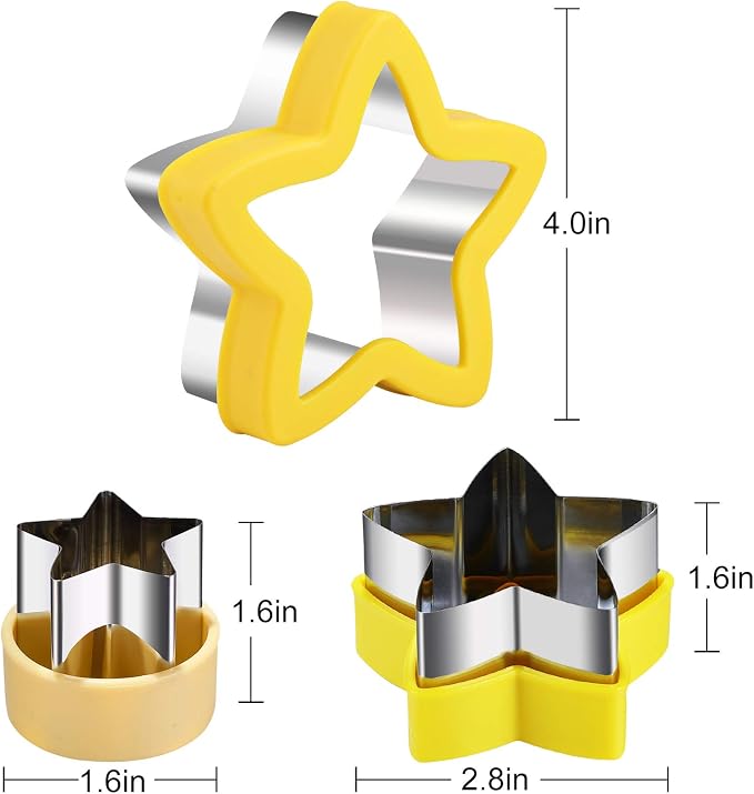 Stainless Steel Star Cookie Cutters, Mini to Large Sizes, Five-pointed Star & Vegetable Shapes Set for Kids