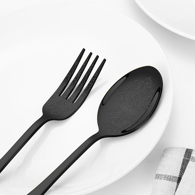 Silverware Set,40-Piece Stainless Steel Flatware Set for 8 | Food-Grade Stainless Steel Cutlery Set,Dishwasher Safe,Mirror Finished Utensil Sets for Home Restaurant,Embossed Pattern-2