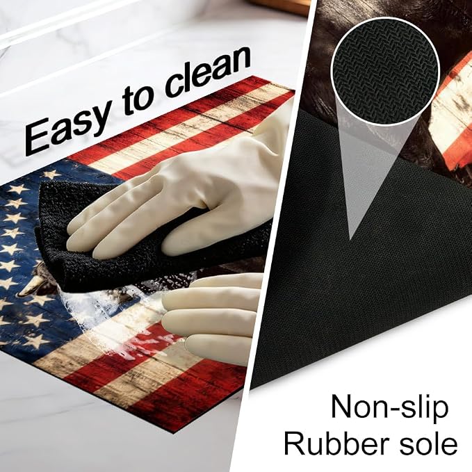 American Flag Black Bull Western Stove Top Cover 28.35x20.47in | American flag black bull western stove top cover 28.35x20.47 in; ranch farmhouse cooktop mat dishwasher safe machine washable