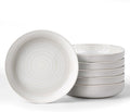famiware Milkyway 33 oz Pasta Bowls Set of 6, White Thread | Double Reactive Glaze, Scratch-Resistant Stoneware Salad Bowls, Stackable, Dishwasher & Microwave Safe, Lead-Free
