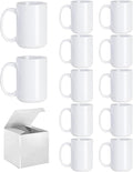 ABBSH Sublimation Coffee mugs, 15 oz White Coffee Mugs Tazas Para Sublimacion Cups With Box for Coffee, Soup, Tea, Milk, Latte, Hot Cocoa Set of 12