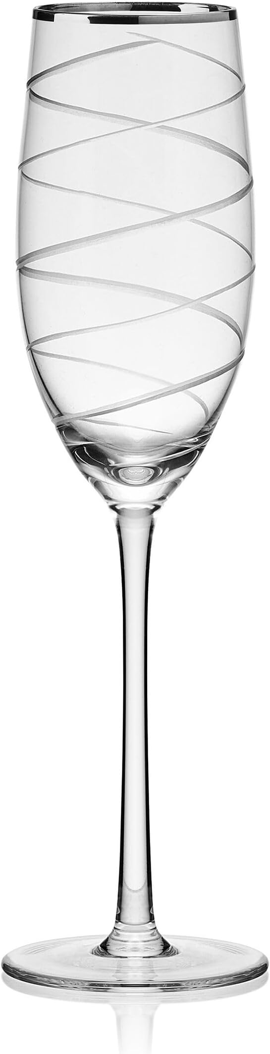 Mikasa Cheers Set of 4 Platinum Rim Champagne Flutes, 8 Ounce