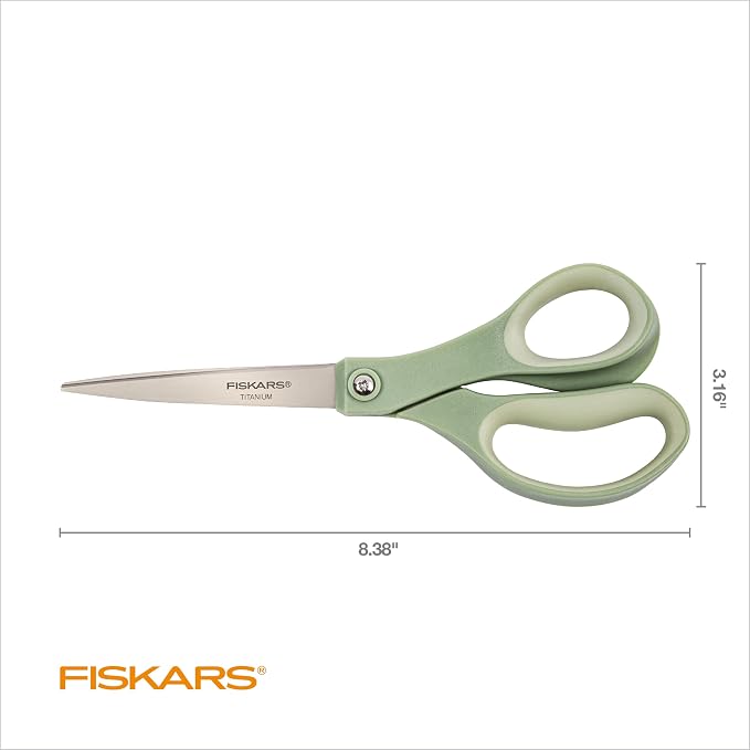 Fiskars 8” SoftGrip Titanium All Purpose Scissors for Office, 3-Pack | Ergonomic Handles for Everyday Cutting Tasks, Multipurpose Sharp Scissors for Home, Office, Crafts, Multicolor