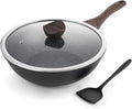 Kordisen Nonstick Wok with Lid, 12 Inch Woks & Stir-fry Pans, Granite Stone Coating for Cooking, Induction Cookware, Compatible with All Stovetops, PFOA Free