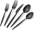 18/10 Silverware Set for 8, 40 Piece Black Stainless Steel Flatware Cutlery | KINGSTONE Mirror Polished Forks Knives Spoons Utensils, Tableware for Home Kitchen Restaurant Wedding, Dishwasher Safe