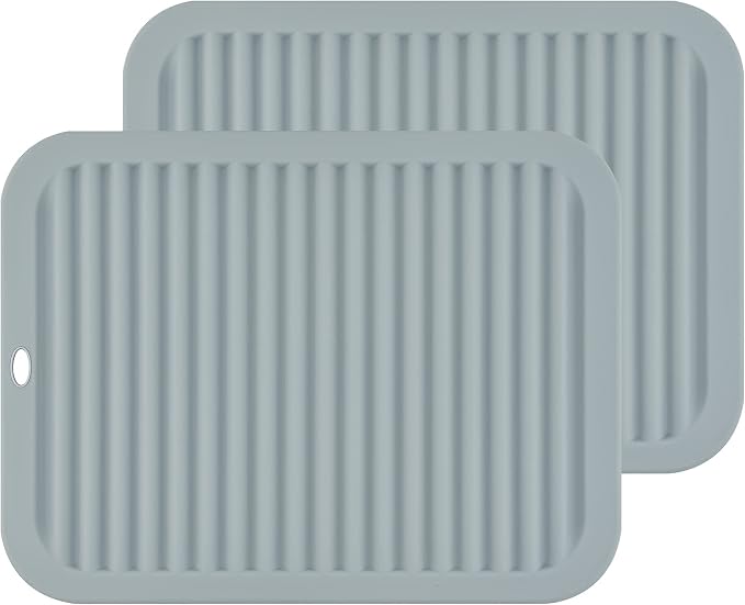 Silicone Trivets for Hot Dishes, Pots and Pans, Hot Pads for Kitchen Counter, Silicone Pot Holders Mats, Heat Resistant Mat for Quartz Countertops, Multi Use Table Trivet Mat Set 2 Grey