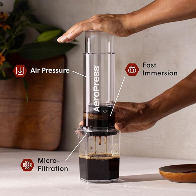 AeroPress Clear XL Coffee Press, French Press, Pour-Over & Espresso Style | All-in-One Large Manual Brewer, 2 Min Brew for Less Bitterness, More Flavor, Portable Coffee Maker, Travel & Camping