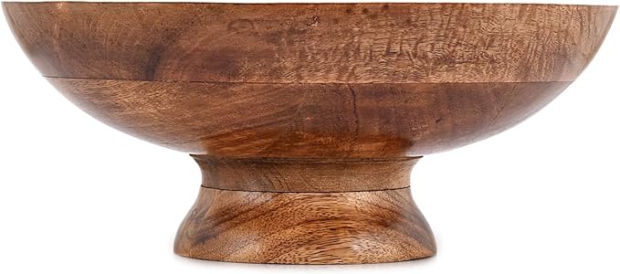 FRUIT BOWL Mango Wood Round Shaped Serving Bowl For Fruit,Dessert Platter Tray Dish Kitchen Dining Fruit,Dessert,Snack (12" x 12" x 5")
