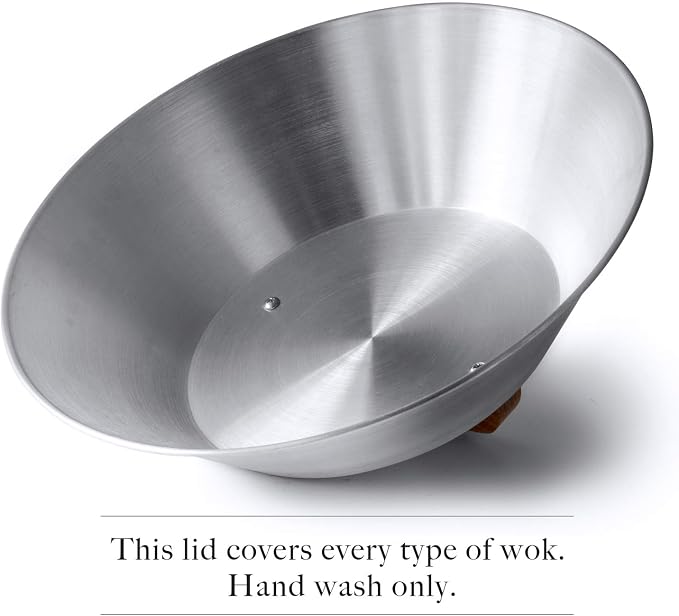 Aluminum Wok Dome Cover for 14" Hand Hammered Wok, 13 inch Flat Wok Lid