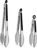 Tongs For Cooking Up to 600 °F Metal Kitchen Tongs 3PCS 7,9,12 Inch | Heat Resistant 600 Degrees Stainless Steel,Heavy Duty Metal Locking Tong for Food,Salad and BBQ Dishwasher Safe