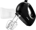 OVENTE 5-Speed Electric Hand Mixer with Storage Case,150W, Black HM151B | Stainless Steel Whisks, Compact Portable Design, Lightweight Handheld Mixer for Baking & Cooking