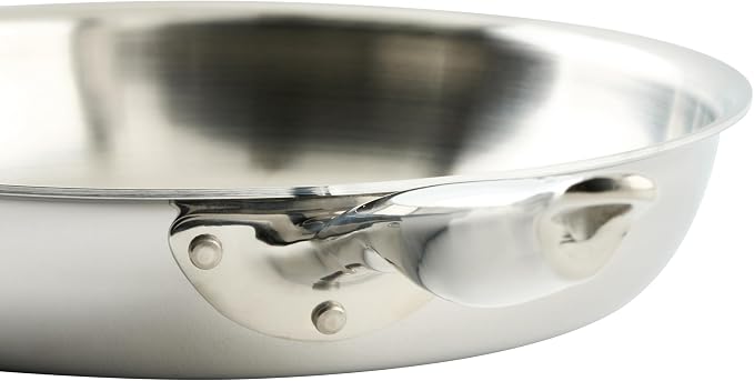 WINCO Tri-Ply Frying Pan, Silver | Quick even heating, Induction compatible, Heavy-duty, Great for Sauteing, Searing and Frying