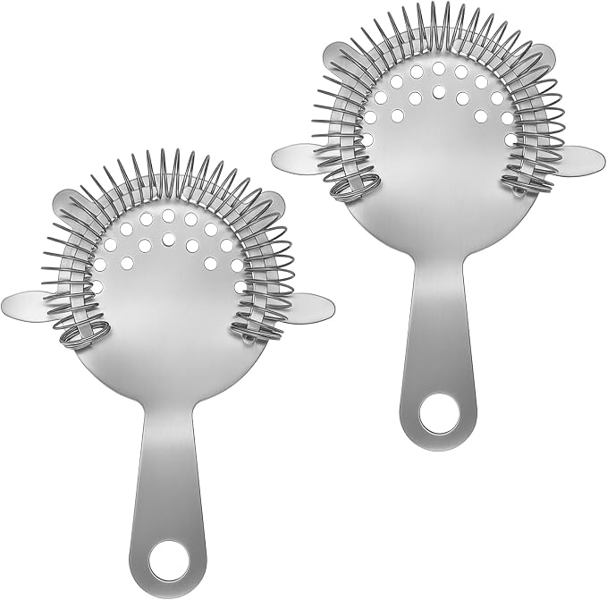 Kirecoo 2PCS Stainless Steel Cocktail Strainer for Bar Drinks | High-Density Spring, Essential Bar Tool, For Smooth Drink Pouring, Fits Boston Shakers & Mixing Glasses