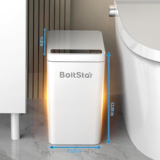 Solar Automatic Trash Can: 4 Gallon Motion Sensor Garbage Can, No Charging Required, Slim Smart Touchless Trash Bin with Lid for Bedroom, Living Room, Bathroom, Office, RV, White