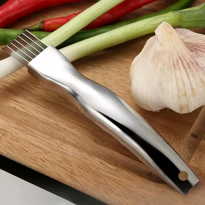 3Pack Green Onion Slicer, Multi-Blade Kitchen Herb Cutter, Professional Scallion Shredding Tool (3, Silver)