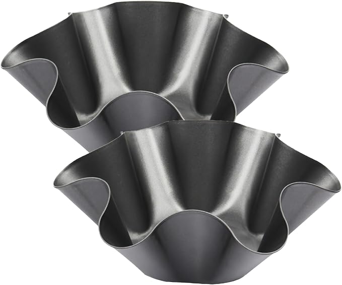 2 Pack 8.5" Nonstick Large Taco Shell Bowl – Carbon Steel Tortilla Maker Shell Pans Baking Molds Tostada for Frying Salad Bowls