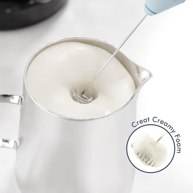 Powerful Milk Frother Handheld Foam Maker, Mini Whisk Drink Mixer for Coffee, Cappuccino, Latte, Matcha, Hot Chocolate, No Stand, North Light