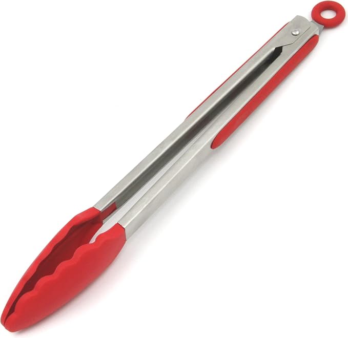 Chef Craft Premium Silicone Tongs, 12 inch, Red