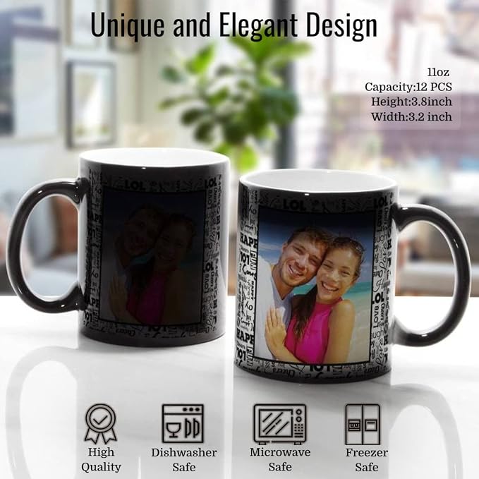TANGLONG 11oz Tazas Magicas Para Sublimacion Mug Set of 12-Color Changing | Tazas Para Sublimar,Ceramic Cup,Sublimation Blanks,Heat Sensitive Coffee Mugs for gifts,summer, casual, beach, party